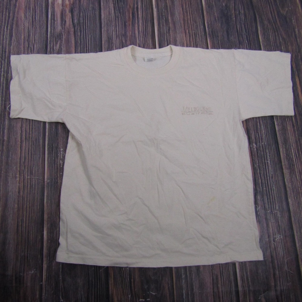 Vintage TSC Melbourne‎ Australia Shirt Mens XL White Embroidered Travel Tee